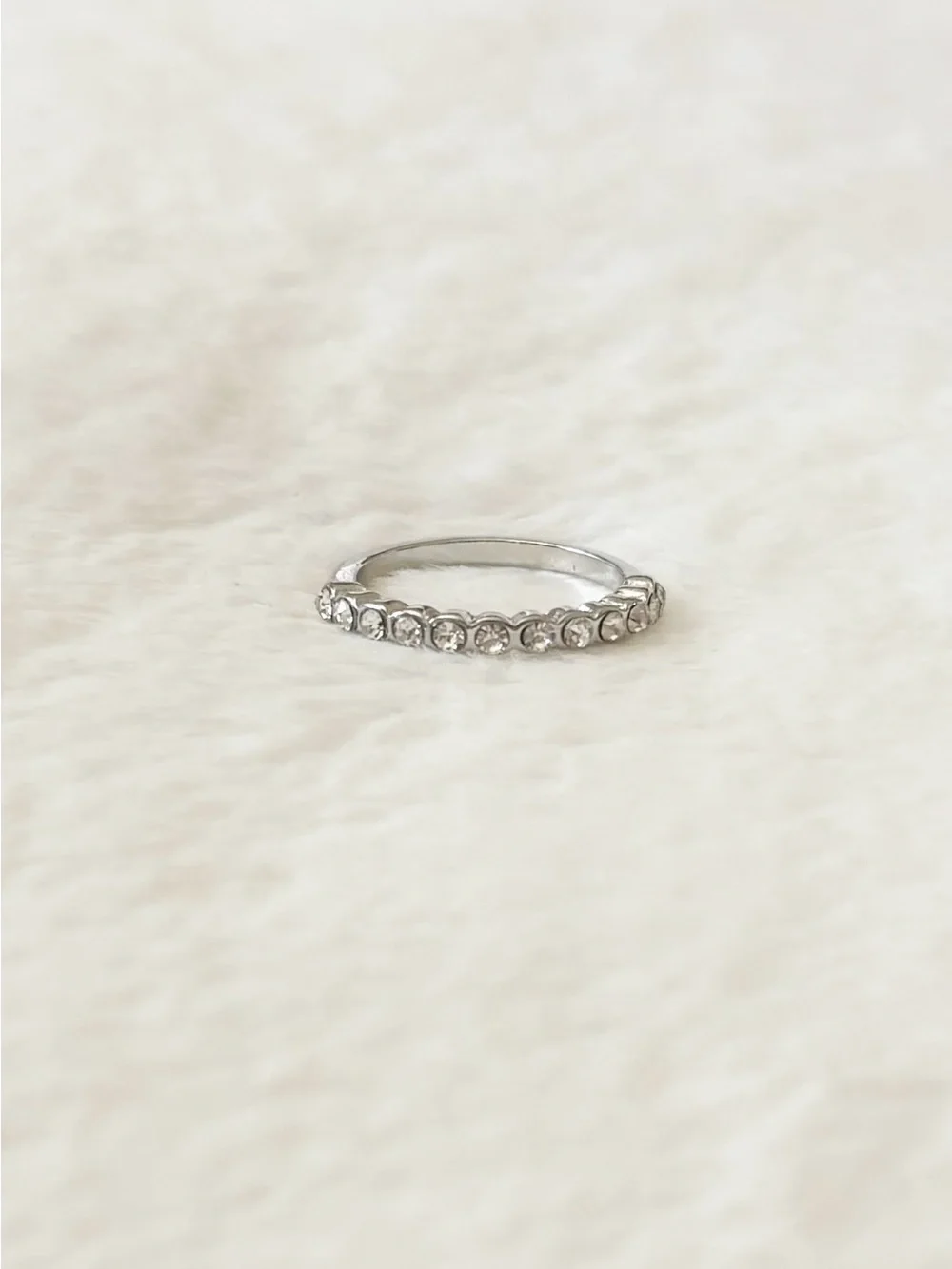 5/$15 🩷 MUST BUNDLE Classic Silver Crystal Half-Eternity Ring - Clear Stone